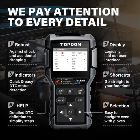 TOPDON ArtiDiag600 (AL600) OBD2 Scanner | ABS, SRS