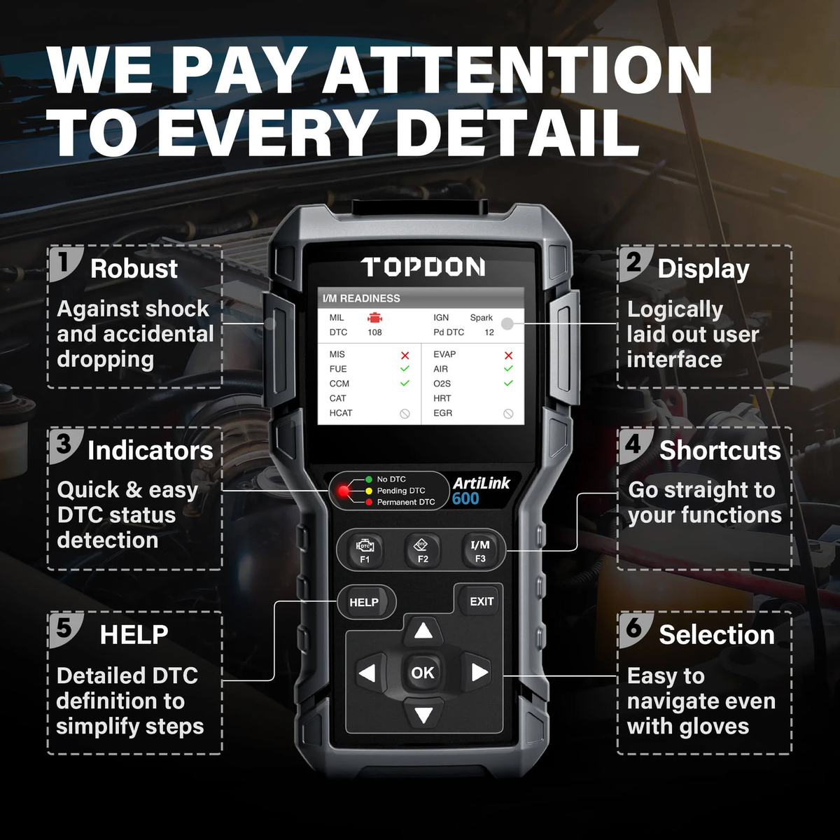 TOPDON ArtiDiag600 (AL600) OBD2 Scanner | ABS, SRS