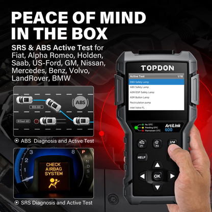 TOPDON ArtiDiag600 (AL600) OBD2 Scanner | ABS, SRS